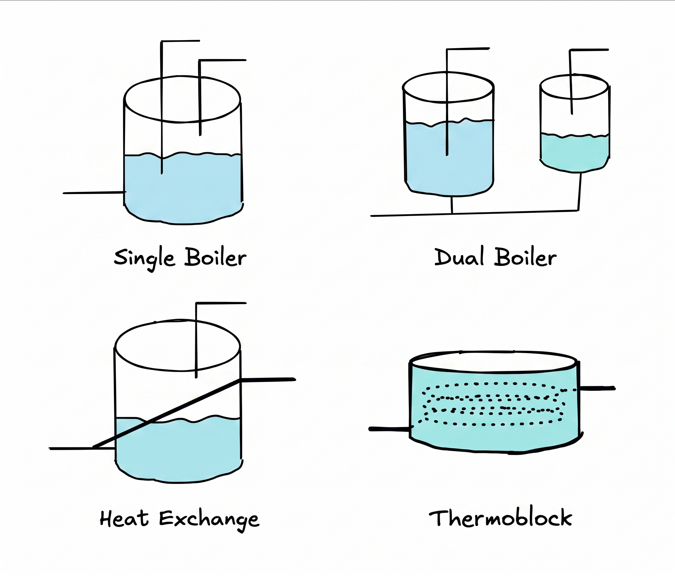 Espresso machine heating architecture