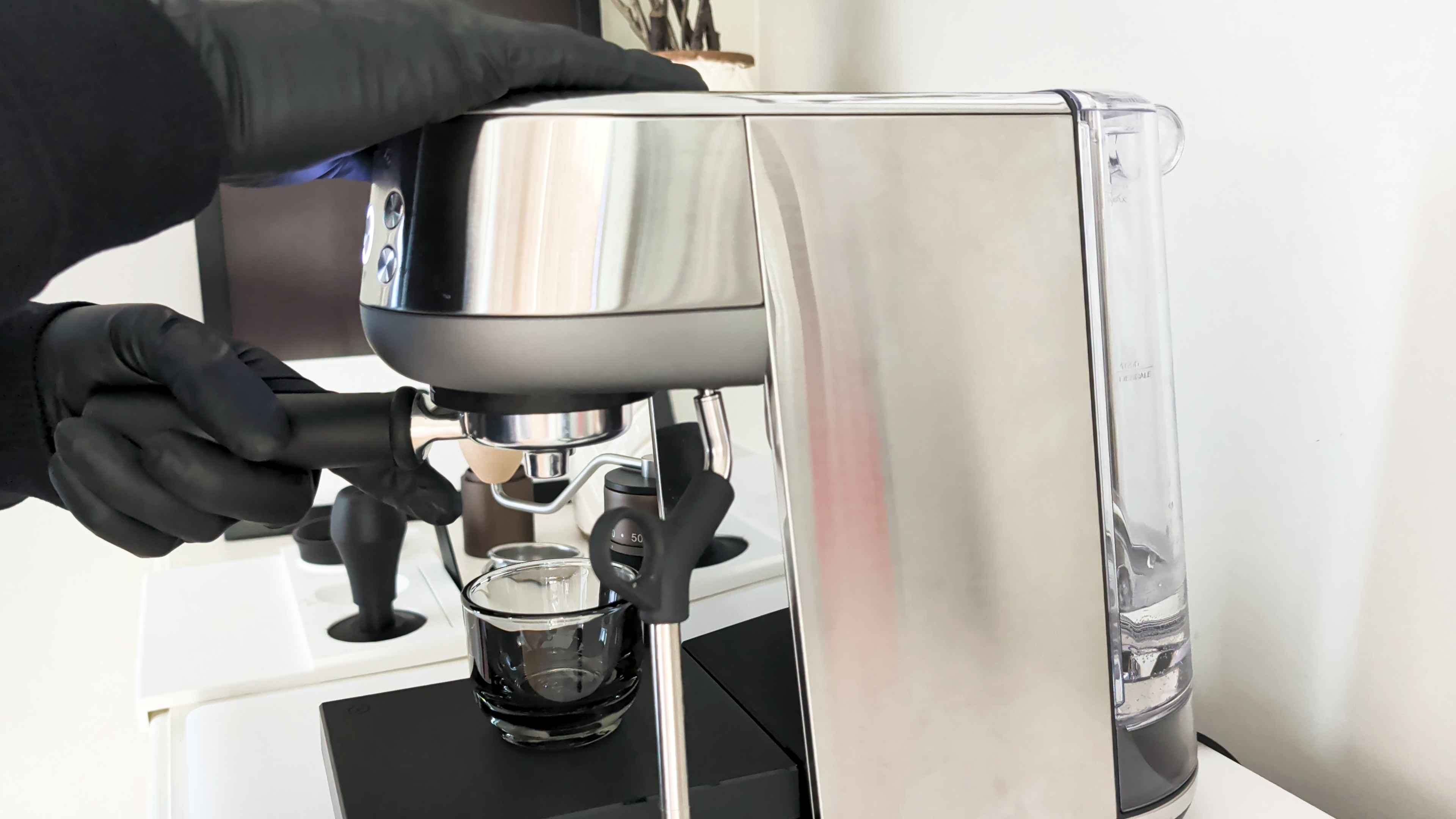Espresso machine, holding steady